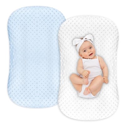 Hooyax Minky Bebek Şezlong Kılıfı 2li Paket Birinci Sınıf Yenidoğan Şezlong Kılıfları, Bebek Yuvası Şezlongları için Organik Çıkarılabilir Bebek Kılıfları, Erkek Kızlar için Ultra Yumuşak Rahat Kesim