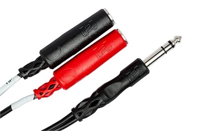 Hosa 1/4 inç TRS (M) - Dual 1/4 inç TSF (F) Stereo Breakout Kablo (YPP-117)