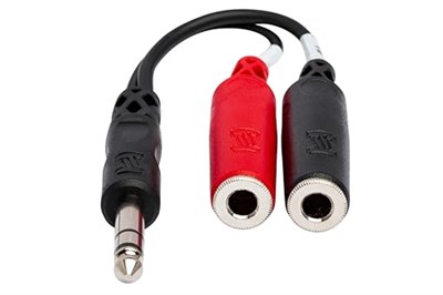 Hosa 1/4 inç TRS (M) - Dual 1/4 inç TSF (F) Stereo Breakout Kablo (YPP-117)