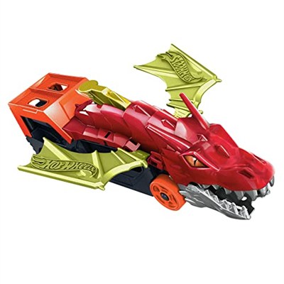 Hot Wheels fırlatıcı ve taşıyıcı ejderha Hot Wheels™ Şehri fırlatıcı ve taşıyıcı ejderha, ağzından araba püskürtür, 3 yaş ve üzeri çocuklar için hediye GTK42