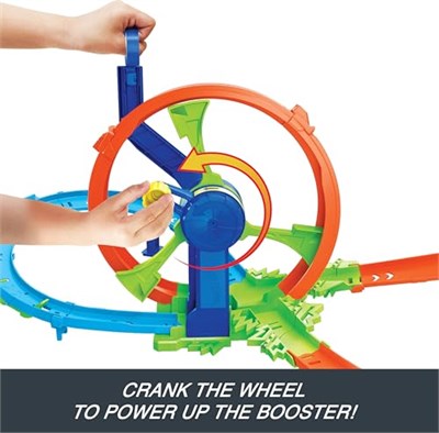 Hot Wheels Hızlı Fırlatma ve Döngü Parkuru Oyun Seti Hot Wheels Hızlı Fırlatma ve Döngü Parkuru Oyun Seti ve 1:64 ölçekli metal oyuncak araba, çarpışma temalı pist seti JBX65