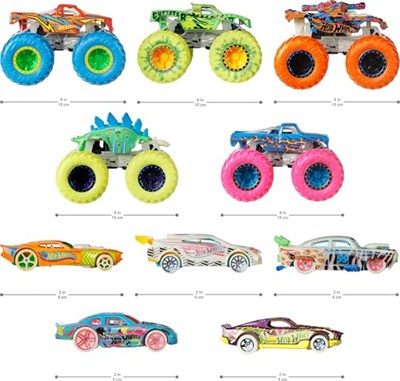 Hot Wheels Monster Trucks Karanlıkta Parlayan Araçlar Paketi Hot Wheels Monster Trucks Karanlıkta Parlayan Araçlar Paketi 5 adet Monster Trucks aracı ve 5 adet araba içeren çoklu paket HCB57