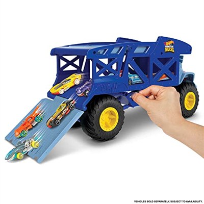 Hot Wheels Monster Trucks Rhino Taşıyıcı Kamyon, 12 adet 1:64 ölçekli Monster Trucks veya 32 adet Hot Wheels araç taşır, fırlatma için rampası bulunur, 3 yaş ve üzeri HFB13