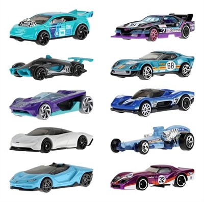 Hot Wheels Oyuncak Arabalar, 10lu Yarış Arabası Paketi, 1:64 Ölçekli Corvette, Lamborghini, McLaren ve Hot Wheels Originals içerir (Amazona Özel)