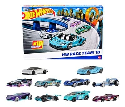 Hot Wheels Oyuncak Arabalar, 10lu Yarış Arabası Paketi, 1:64 Ölçekli Corvette, Lamborghini, McLaren ve Hot Wheels Originals içerir (Amazona Özel)