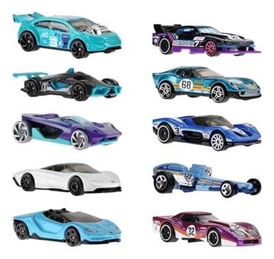Hot Wheels Oyuncak Arabalar, 10lu Yarış Arabası Paketi, 1:64 Ölçekli Corvette, Lamborghini, McLaren ve Hot Wheels Originals içerir (Amazona Özel)
