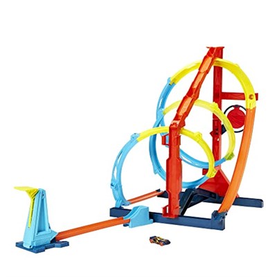 Hot Wheels Track Builder Spiral Dönüşlü Pist Oyun Seti, yaratıcı spiral pist yarışları, hedefi vurmanın 2 yolu, 1 adet Hot Wheels araç dahil, 6 yaş ve üzeri HDX79