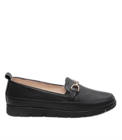 HOTİÇ Hakiki Deri Siyah Kadın Loafer