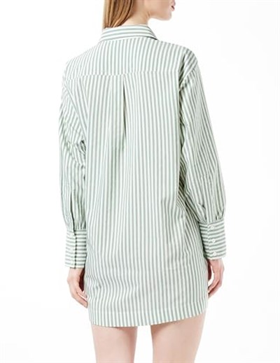 House of Silk 2022DRESS007 Stripes Koton Gömlek Elbise