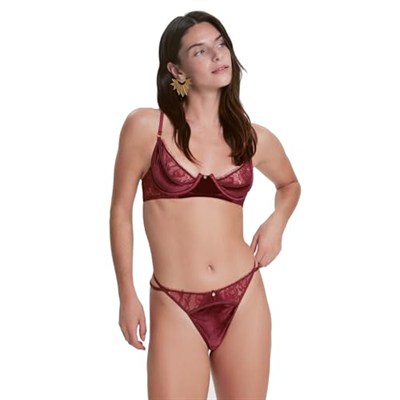 House of Silk Idylle Kadife Sütyen Şarap Kırmızısı Sütyen Kadın
