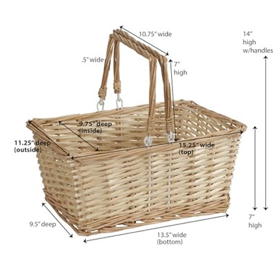 Household Essentials ML-2202 Kulplu Üstü Açık Pazar Sepeti, Kahverengi