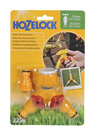 HOZELOCK 2256H Çift Çıkışlı, İkili (2li), Vanalı Musluk Bağlantısı, Dağıtıcı Adaptörü