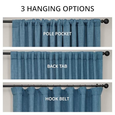HPD Half Price Drapes BOCH-LN-DW-P keten karartma perdesi, ekstra geniş, 100 x 108 cm, denim