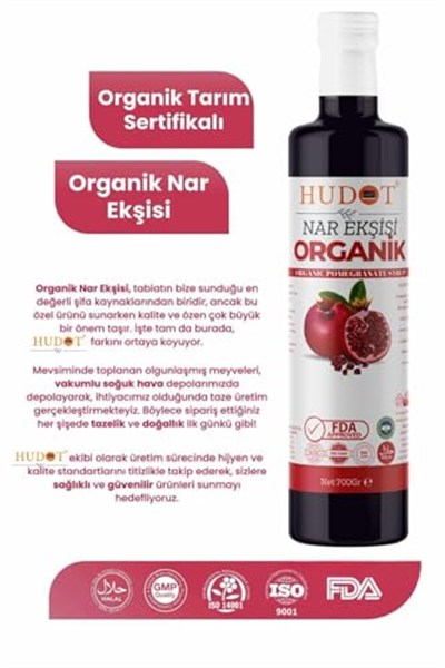 HUDOT Organik Nar Ekşisi, 700 gr, FDA Onaylı