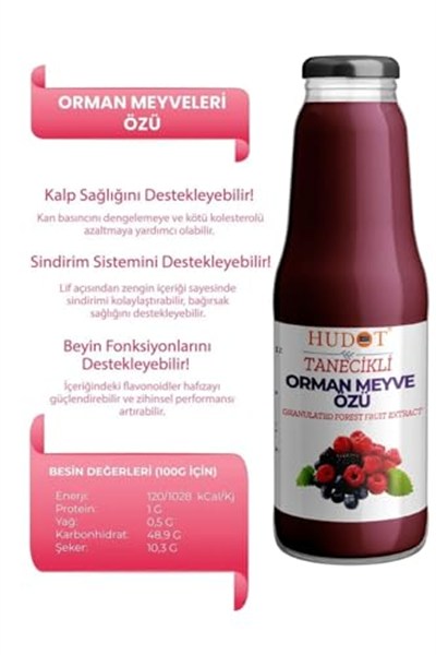 HUDOT Tanecikli Orman Meyve Özü, 1400G, Doğal Meyve Ekstraktı, Yoğun Kıvam