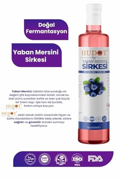 Hudot Yaban Mersini Sirkesi, Gurme Premium, 500 Ml (Doğal Fermantasyon)