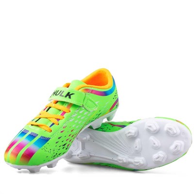 Hulk 129 Cırtlı Filet Numara 32 Çocuk Futbol Krampon Neon Yeşil_Neon Oranj