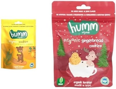 Humm Organic Ballı Kinoalı Kurabiye 1 Paket(55 Gr x 1 Adet) ve Humm Organic Organik Zencefilli Tarçınlı Vegan Kurabiye 1 Paket(55 Gr x 1 Adet)