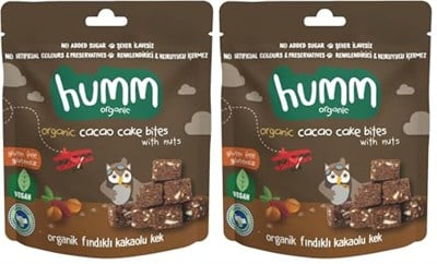 Humm Organic Glutensiz Vegan Kakaolu ve Fındıklı Kek 2li paket
