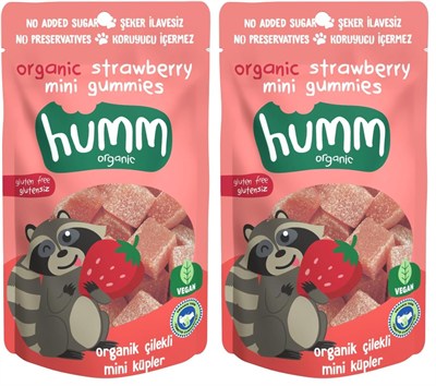 Humm Organic Organik Glutensiz Vegan Çilekli Mini Küpler - 30g 2li paket