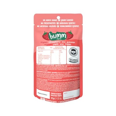 Humm Organic Organik Glutensiz Vegan Çilekli Mini Küpler - 30g 2li paket
