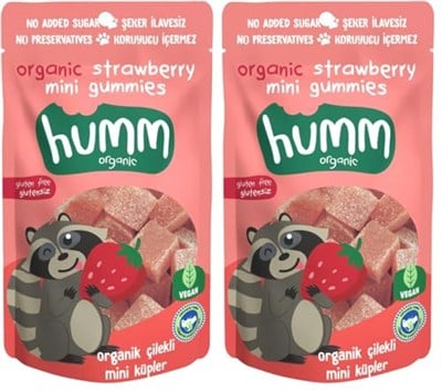Humm Organic Organik Glutensiz Vegan Çilekli Mini Küpler - 30g 2li paket
