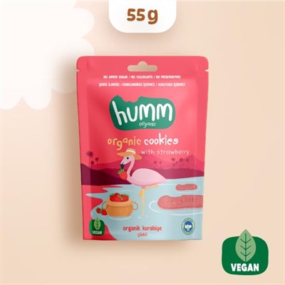 Humm Organic Organik Vegan Çilekli Kurabiye - 55g