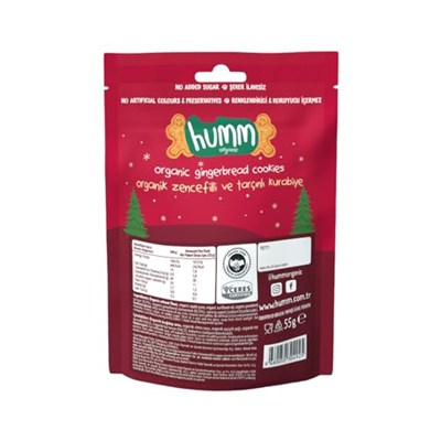 Humm Organic Organik Zencefilli Tarçınlı Vegan Kurabiye 1 Paket(55 Gr x 1 Adet)