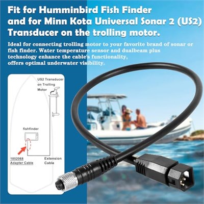 Humminbird Fish Finder ve Minn Kota Universal Sonar 2 (US2) Transducer ile Uyumlu Dayanıklı 7 Pin Adaptör Kablosu, Parça Numarası 1852068 için Yedek