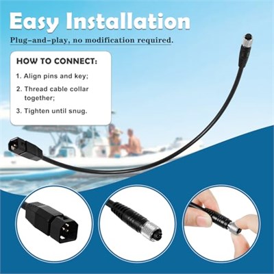 Humminbird Fish Finder ve Minn Kota Universal Sonar 2 (US2) Transducer ile Uyumlu Dayanıklı 7 Pin Adaptör Kablosu, Parça Numarası 1852068 için Yedek