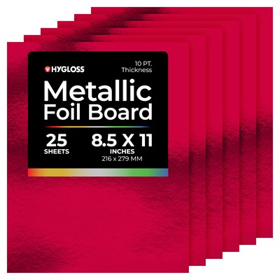 Hygloss Metalik Folyo Tahta Kart Stok Çarşafları Sanat ve El Sanatları, Sınıf Etkinlikleri ve Kart Yapımı, 25 Paket, 8,5 x 11-inç, Kırmızı, 25 Adet