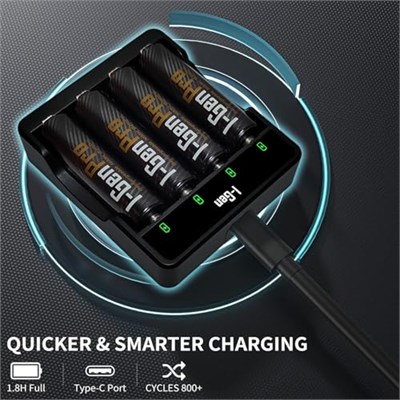 I-Gen G429 4lü Pil Şarj Aleti + 4 Adet AA Pro 2950 mAh Şarjlı Kalem Pilli Set