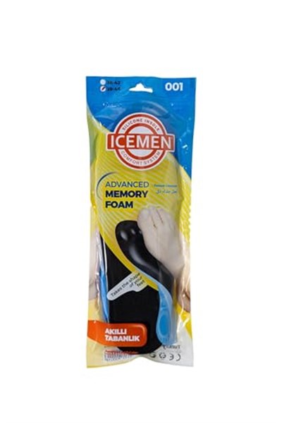 ICEMEN 001 Memory FOAM TABANLIK (39-45, Siyah) Ayak ağrısı,Topuk ağrısı,Plantar fasiit,Topuk dikeni,Duruş bozukluğu,Bel ağrısı,Konfor