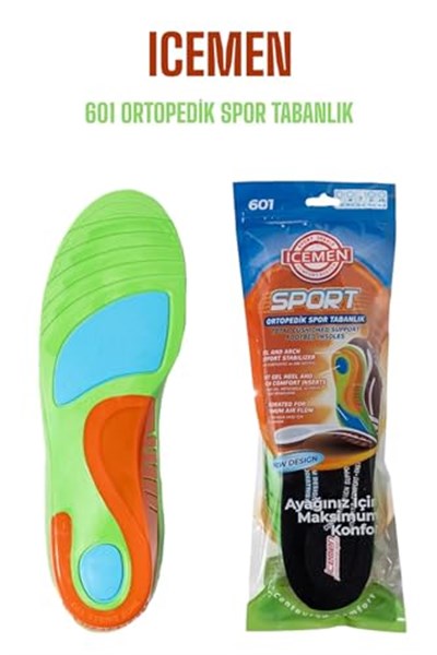 ICEMEN 601 Sport Tabanlık, Spor Tabanı, Ayak Desteği, Rahat Ayak, Sağlıklı Adımlar (SİYAH, 46-48)