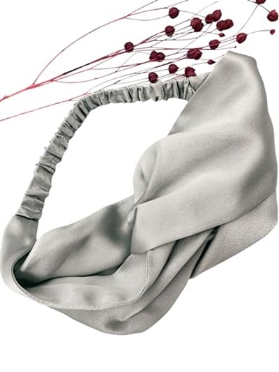 ICON SILK%100 Saf İpek Saç Bandı (Gümüş Gri)