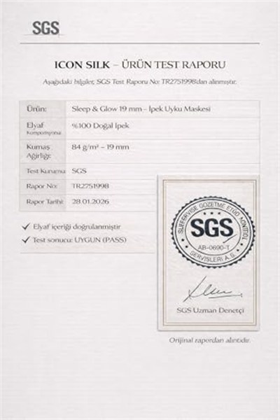 ICON SILK%100 Saf İpek Uyku Maskesi Göz Bandı (Aytaşı)