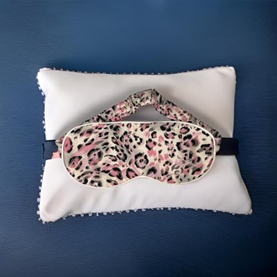 ICON SILK%100 Saf İpek Uyku Maskesi Göz Bandı (Pink Leo)