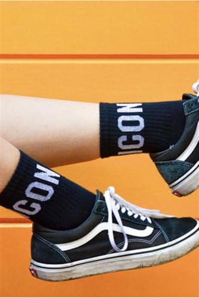 ICON Yazılı Siyah Atletik Unisex Çorap Siyah Standart