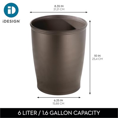 iDesign Küçük Yuvarlak Plastik Çöp Kovaları, Kent Koleksiyonu - 2li Set, 8.3