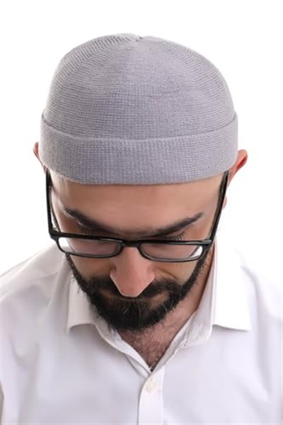 İhvan Online Açık Gri Katlamalı Sade Desen Kışlık Orlon Takke Şapka