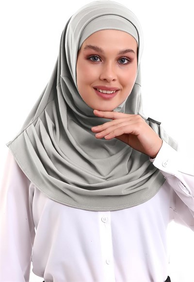 İhvan Online Bej Yetişkin Boneli Tesettür Hazır Pratik Eşarp