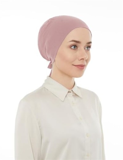 İhvan Online Dikişli Düz Penye Bağlamalı Tesettür Bone Pembe