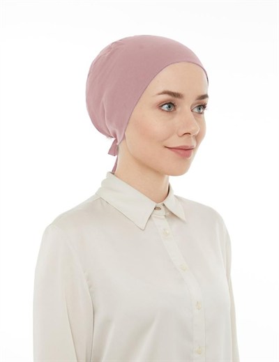 İhvan Online Dikişli Düz Penye Bağlamalı Tesettür Bone Pembe