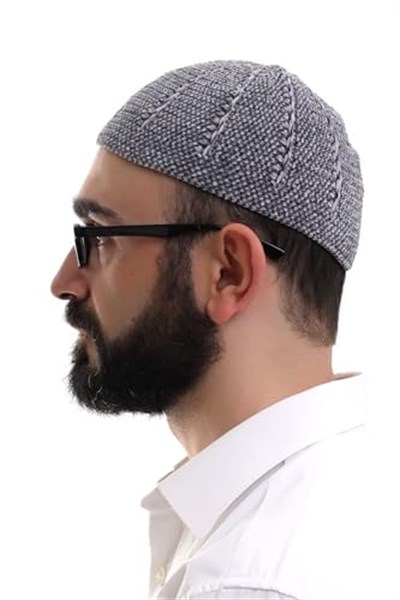 İhvan Online Füme Gri Kışlık Çift Renk Kadife Namaz Takkesi