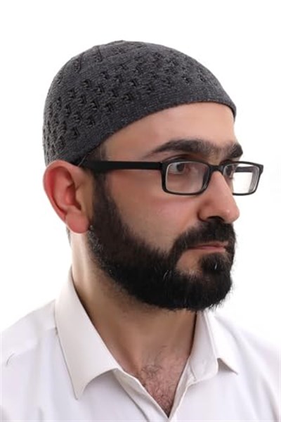 İhvan Online Füme Kahve Hasır Desen Kışlık Kadife Namaz Takkesi