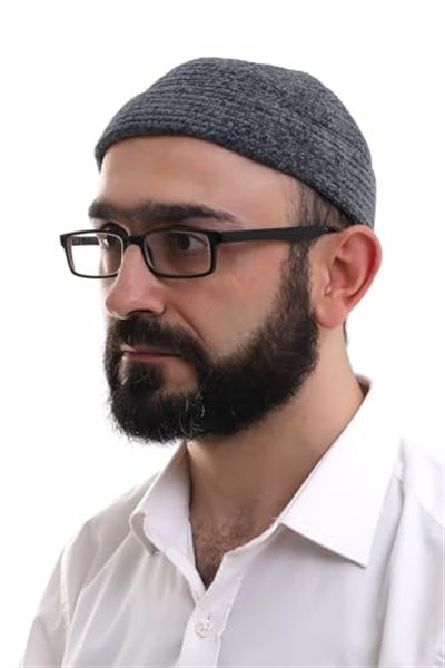 İhvan Online Füme Katlamalı Sade Desen Kışlık Kadife Takke Şapka