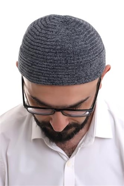 İhvan Online Füme Katlamalı Sade Desen Kışlık Kadife Takke Şapka