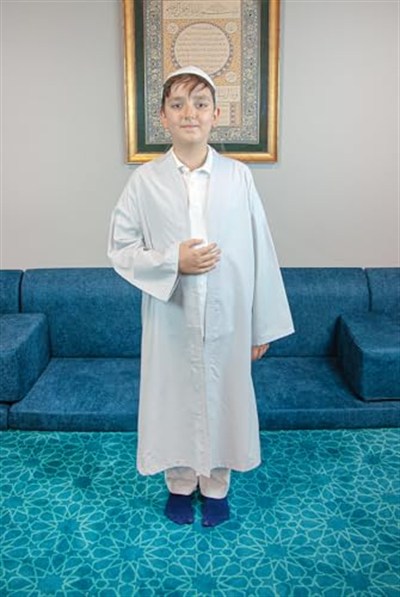 İhvan Online Gri Buhara Yaka Namaz Elbisesi Erkek Çocuk Cübbe Gri 4