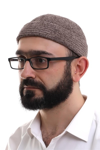 İhvan Online Kahverengi Katlamalı Sade Desen Kışlık Kadife Takke Şapka