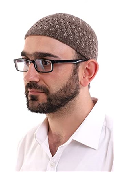 İhvan Online Kışlık Kadife Takke Hasır Desenli - Kahverengi